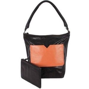 Latico Genuine Leather Color Block  Dee Dee Large Shoulder Bag in Salmon Espress